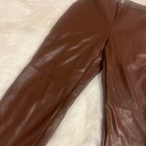 Brown Faux Leather Pants